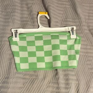 SHEIN Green Checkered Tube Top